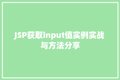 JSP获取input值实例实战与方法分享  第1张