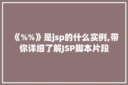 《%%》是jsp的什么实例,带你详细了解JSP脚本片段