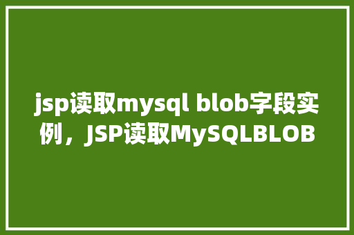 jsp读取mysql blob字段实例，JSP读取MySQLBLOB字段实例  第1张