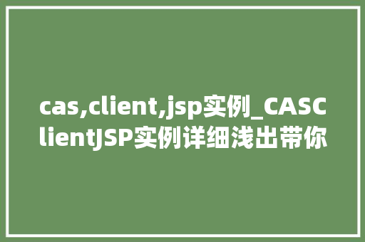 cas,client,jsp实例_CASClientJSP实例详细浅出带你入门
