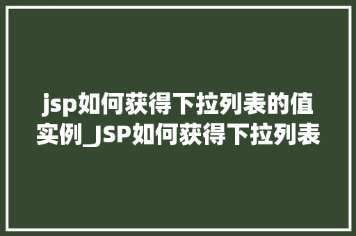 jsp如何获得下拉列表的值实例_JSP如何获得下拉列表的值实例实战与代码示例