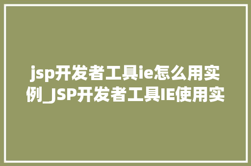 jsp开发者工具ie怎么用实例_JSP开发者工具IE使用实例详解高效开发不求人