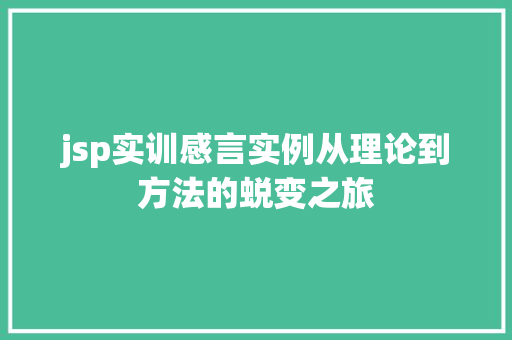 jsp实训感言实例从理论到方法的蜕变之旅