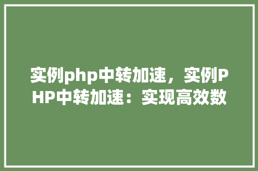 实例php中转加速，实例PHP中转加速：实现高效数据传输的方法指南