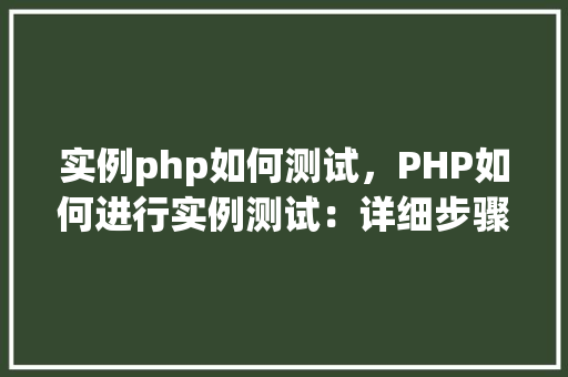 实例php如何测试，PHP如何进行实例测试：详细步骤与代码示例