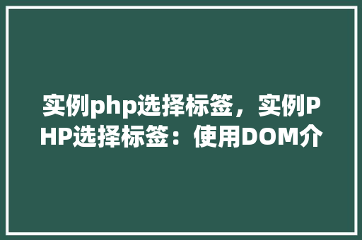 实例php选择标签，实例PHP选择标签：使用DOM介绍HTML的详细步骤