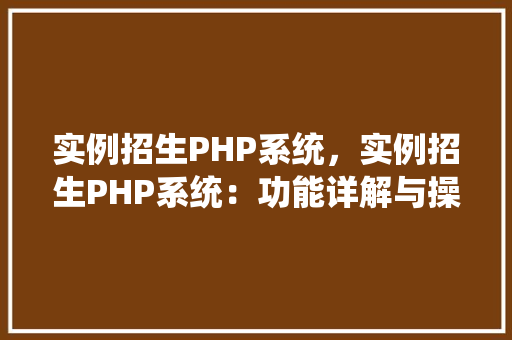 实例招生PHP系统，实例招生PHP系统：功能详解与操作指南