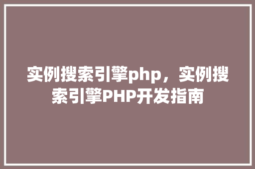 实例搜索引擎php，实例搜索引擎PHP开发指南
