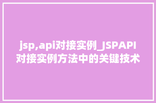jsp,api对接实例_JSPAPI对接实例方法中的关键技术
