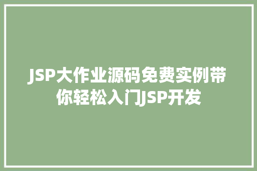 JSP大作业源码免费实例带你轻松入门JSP开发