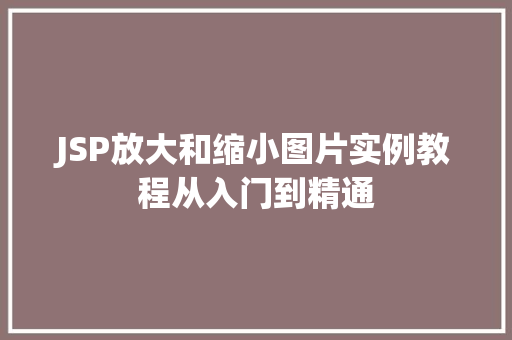 JSP放大和缩小图片实例教程从入门到精通