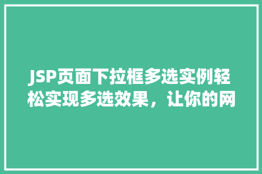 JSP页面下拉框多选实例轻松实现多选效果，让你的网站更智能