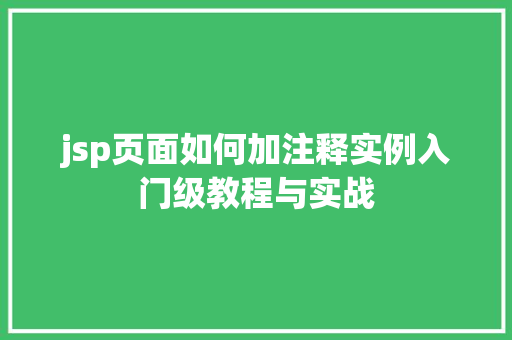 jsp页面如何加注释实例入门级教程与实战