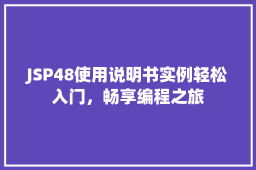 JSP48使用说明书实例轻松入门，畅享编程之旅