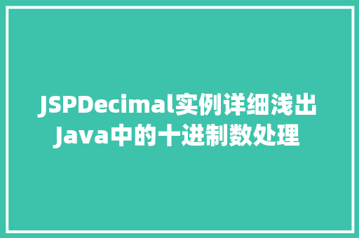 JSPDecimal实例详细浅出Java中的十进制数处理